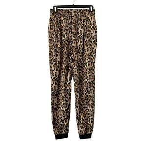 Zara Basic Leopard Print Elastic Waist Drawstring Pull-on Jogger Tan Black XS